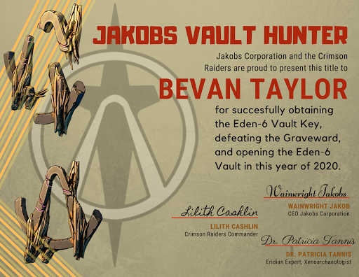 bevan taylor's vault hunter award